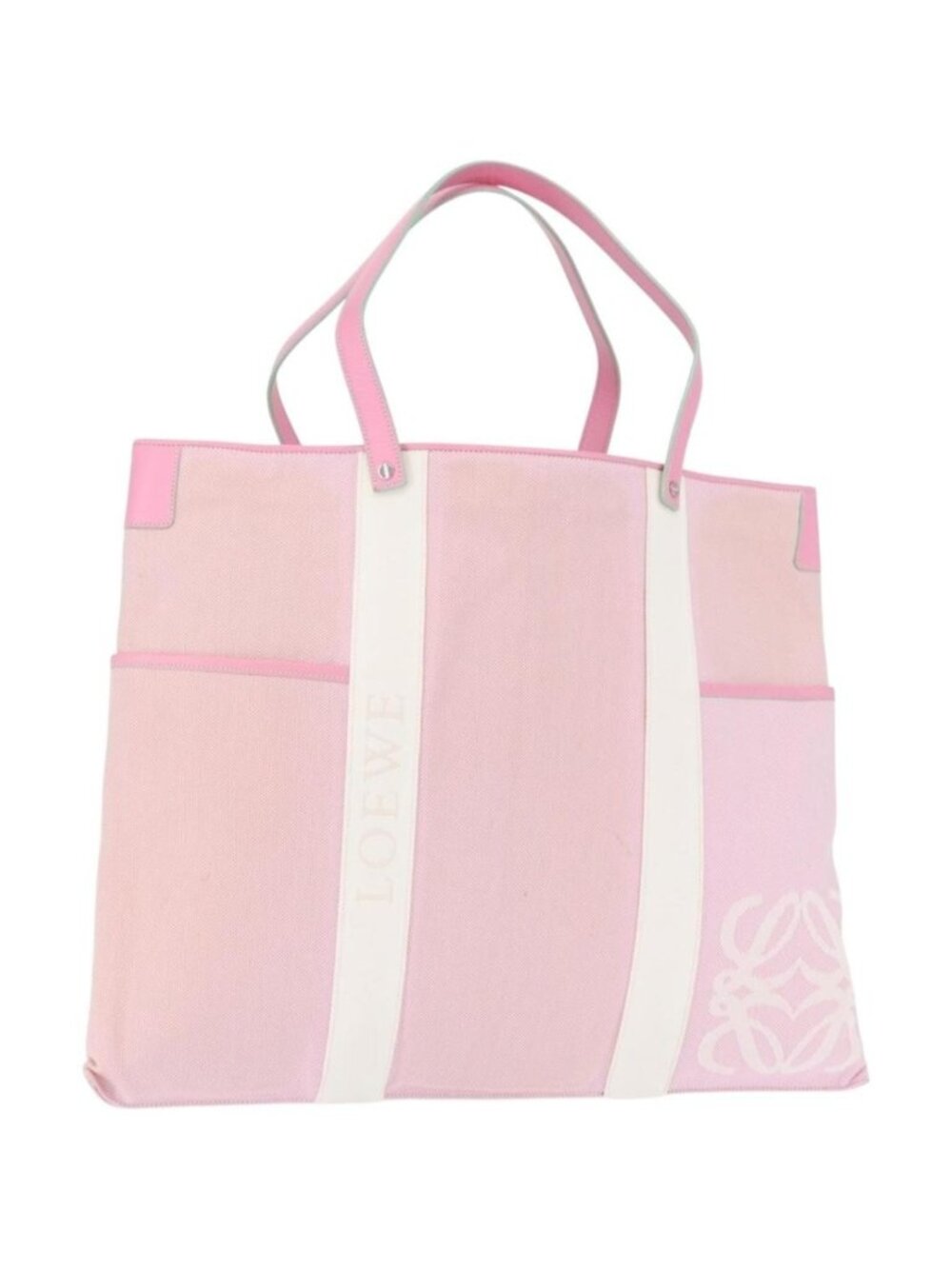 LOEWE Anagram Tote Bag Canvas Pink Silver